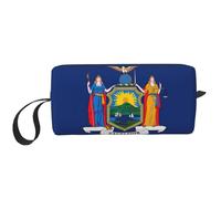 Trousse de maquillage imprimée drapeau de New York, trousse de maquillage durable, sac de voyage, cadeaux essentiels pour femmes et hommes, blanc, Taille unique
