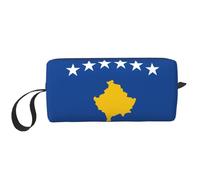 Trousse de maquillage imprimée drapeau du Kosovo, trousse de maquillage durable, sac de voyage, cadeaux essentiels pour femmes et hommes, blanc, Taille unique