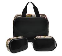 Trousse de maquillage imprimée égyptienne pour homme et femme, design égyptien, trousse de toilette translucide, trousse de douche, 3 pièces, articles de toilette de voyage, organisateur de