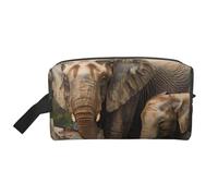 Trousse de maquillage imprimée famille d'éléphants - Trousse de voyage portable de grande capacité - Trousse de toilette pour femme, blanc, Taille unique, Trousse de maquillage