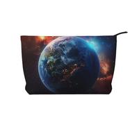 Trousse de maquillage imprimée famille d'ours blancs en velours côtelé pour femmes, mamans, filles, Space Planet Earth, Taille unique, Trousse de toilette