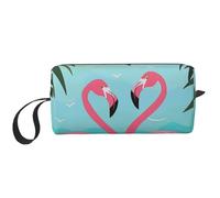 Trousse de maquillage imprimée feuille de palmier et flamants roses - Trousse de maquillage simple de voyage étanche - Trousse de toilette pour femmes, mamans, filles, blanc, Taille unique, Trousse de