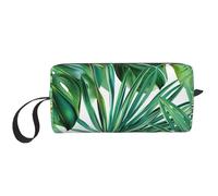 Trousse de maquillage imprimée feuilles de bananier tropicales simples, trousse de maquillage étanche pour femmes, mamans, filles, blanc, Taille unique, Trousse de toilette