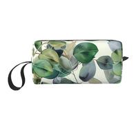 Trousse de maquillage imprimée feuilles d'eucalyptus vertes, trousse de maquillage simple, trousse de toilette étanche pour femmes, mamans, filles, blanc, Taille unique, Trousse de toilette