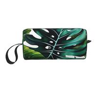 Trousse de maquillage imprimée feuilles tropicales simples, trousse de toilette étanche pour femmes, mamans, filles, blanc, Taille unique, Trousse de toilette