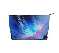 Trousse de maquillage imprimée flamant rose sur la plage en velours côtelé pour femmes, mamans, filles, Peinture Aurore boréale, Taille unique, Trousse de toilette