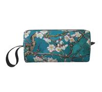 Trousse de maquillage imprimée fleur d'amandier avec poignée, organisateur cosmétique portable léger pour voyage, gym et usage quotidien - cadeau pour femmes filles, blanc, Taille unique, Trousse de
