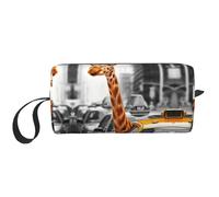 Trousse de maquillage imprimée girafe à New York, trousse de maquillage durable, sac de voyage, cadeau essentiel pour homme et femme, blanc, Taille unique