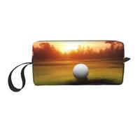 Trousse de maquillage imprimée Golf Sport at Sunset avec poignée, légère et portable pour voyage, gym et utilisation quotidienne - Cadeau pour femmes et filles, blanc, Taille unique, Trousse de