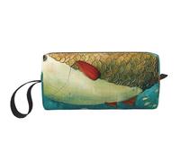 Trousse de maquillage imprimée gros poisson, trousse de toilette simple de voyage étanche pour femmes, mamans, filles, blanc, Taille unique, Trousse de toilette