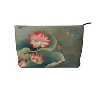 Trousse de maquillage imprimée Londres en velours côtelé pour femmes, mamans, filles, Fleur de lotus et libellule, Taille unique, Trousse de toilette