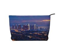 Trousse de maquillage imprimée Londres en velours côtelé pour femmes, mamans, filles, Los Angeles Skyline, Taille unique, Trousse de toilette