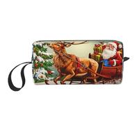Trousse de maquillage imprimée « Merry Christmas Day » avec poignée, légère et portable, pour voyage, salle de sport et utilisation quotidienne - Cadeau pour femmes et filles, blanc, Taille unique