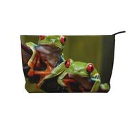 Trousse de maquillage imprimée mouton et agneau en velours côtelé pour femmes, mamans, filles, Grenouilles aux yeux rouges., Taille unique, Trousse de toilette