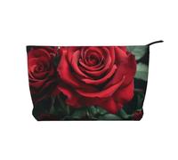 Trousse de maquillage imprimée mouton et agneau en velours côtelé pour femmes, mamans, filles, Motif roses - Rouge, Taille unique, Trousse de toilette