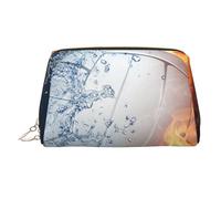 Trousse de maquillage imprimée notes de musique pour femme - Portable - En cuir - Fermeture éclair dorée, Volleyball Ice and Fire, One Size, Trousse de maquillage