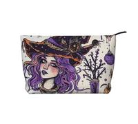 Trousse de maquillage imprimée orchidées en velours côtelé pour femmes, mamans, filles, Dessin de sorcière magique bohémien, Taille unique, Trousse de toilette