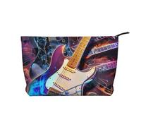Trousse de maquillage imprimée orchidées en velours côtelé pour femmes, mamans, filles, Magic Electric Guitar Music, Taille unique, Trousse de toilette