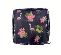 Trousse de maquillage imprimée, petite pochette de rangement pour cosmétiques, mini porte-monnaie, porte-clés, sac à lèvres pour femme, Noir-flamant rose, Trousse de maquillage en bloc