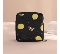 Trousse de maquillage imprimée, petite pochette de rangement pour cosmétiques, mini porte-monnaie, porte-clés, sac à lèvres pour femme, Citron noir, Trousse de maquillage en bloc