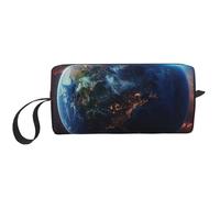 Trousse de maquillage imprimée planète spatiale Terre Simple Voyage Cosmétique Trousse de toilette Trousse de toilette Organisateur pour femmes, mamans et filles, blanc, Taille unique, Trousse de