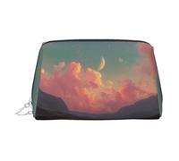 Trousse de maquillage imprimée River and The Great Sky, trousse de maquillage, trousse de maquillage en cuir synthétique pour femme avec dragonne, Argenté., Taille unique