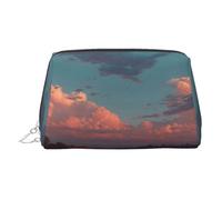 Trousse de maquillage imprimée River and The Great Sky, trousse de maquillage, trousse de maquillage en cuir synthétique pour femme avec dragonne, Argenté., Taille unique