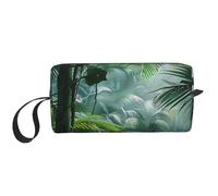 Trousse de maquillage imprimée scène de jungle tropicale tropicale - Trousse de maquillage simple de voyage étanche - Trousse de toilette pour femmes, mamans, filles, blanc, Taille unique, Trousse de