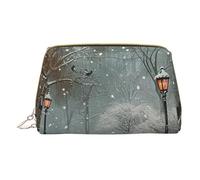 Trousse de maquillage imprimée Snow Falling in The Park pour femme et maman, petite trousse de maquillage de voyage en cuir PVC, cadeau mignon, trousse de toilette avec fermeture éclair, blanc, Taille