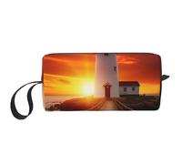 Trousse de maquillage imprimée Sunset at The Seaside avec poignée, légère et portable pour voyage, salle de sport et utilisation quotidienne - Cadeau pour femmes et filles, blanc, Taille unique