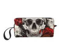 Trousse de maquillage imprimée tête de mort pour Halloween, trousse de toilette pour femmes, mamans, filles, blanc, Taille unique, Trousse de toilette