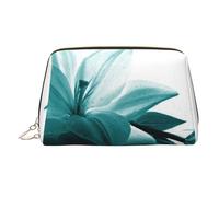 Trousse de maquillage imprimée tie dye hippie pour femme - Portable - En cuir - Fermeture éclair dorée - Trousse de maquillage de voyage, Lys bleu sarcelle, One Size, Trousse de maquillage
