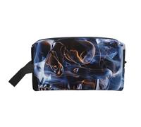 Trousse de maquillage imprimée tournesol et drapeau américain pour femme - Trousse de toilette de voyage de grande capacité avec poignée, crâne, Taille unique, Trousse de maquillage