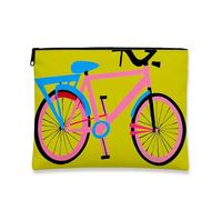 Trousse de maquillage imprimée vélo, jaune vif, pochette cosmétique pour femme, organiseur portable en toile avec fermeture éclair, cadeau idéal pour les soins de la peau, jaune, 7x9 Inch, Vélo