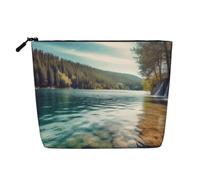 Trousse de maquillage imprimée voiture Angleterre pour femme avec fermeture éclair, Paysage d'eau propre et lacustre, One Size, Trousse de maquillage