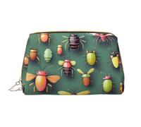 Trousse de maquillage Insect Atlas pour femme - Grande capacité - Trousse de voyage en cuir synthétique avec fermeture éclair - Organiseur portable à large ouverture