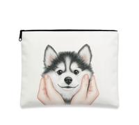 Trousse de maquillage inspirée de Husky, avec oreilles de chien mignonnes, pochette de voyage pour femme, petite pochette portable en toile à fermeture éclair, choix parfait pour les amoureux des