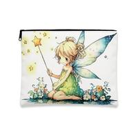 Trousse de maquillage inspirée des fées, trousse de toilette enchantée fantaisiste pour femme, petite pochette portable en toile à fermeture éclair, cadeau idéal pour les festivals et les soins de la