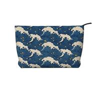 Trousse de maquillage japonaise Ukiyo-e en velours côtelé avec fermeture éclair pour voyage, articles de toilette et utilisation quotidienne