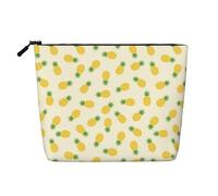 Trousse de Maquillage Jaune Ananas en Imitation Chanvre, idéale pour Les Voyages. Écologique et résistante, Elle est dotée d'une Fermeture éclair et Mesure 24 x 17 cm.