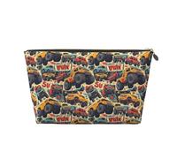 Trousse de maquillage jaune voiture de course hors route, trousse de toilette de voyage, trousse de maquillage pour femme, trousse de maquillage en cuir, jolie pochette de maquillage, Or, One Size