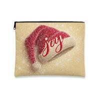Trousse de maquillage Joyful Hat rouge pour femme, petite pochette de voyage portable en toile avec fermeture éclair, trousse de toilette pour les vacances, Rouge, 7x9 Inch, Chapeau Joyful