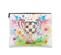 Trousse de maquillage Joyful Trophée, trousse de maquillage aquarelle pour femme, organiseur portable en toile avec fermeture éclair, trousse de toilette pour fête de printemps, blanc, 7x9 Inch
