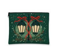 Trousse de maquillage lanterne verte pour femme, petite trousse de toilette portable en toile avec fermeture éclair, trousse de toilette de Noël, Vert, 7x9 Inch, SAC