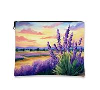 Trousse de maquillage lavande, violet floral vintage, pochette de voyage pour femme, petite pochette portable en toile à fermeture éclair, cadeau de festival en plein air, support de toilette pour