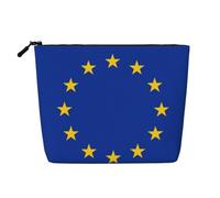 Trousse de maquillage légère en imitation lin avec drapeau de l'Union européenne