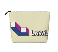 Trousse de maquillage légère en imitation lin avec drapeau Laval | Imitation lin léger. Résistant à l'eau. Fermeture éclair lisse.