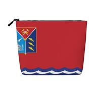 Trousse de maquillage légère en imitation lin Motif drapeau de Magadan | Imitation lin léger. Résistant à l'eau. Fermeture éclair lisse.
