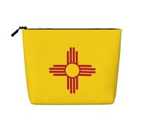 Trousse de maquillage légère en imitation lin Motif drapeau du Nouveau-Mexique