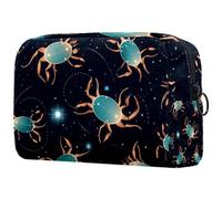 Trousse de maquillage légère pour femme, signe du zodiaque cancer, scorpion vert, pochette de rangement pour filles, femmes et mamans, multicolore, 18.5x7.5x13cm/7.3x3x5.1in, Art Déco